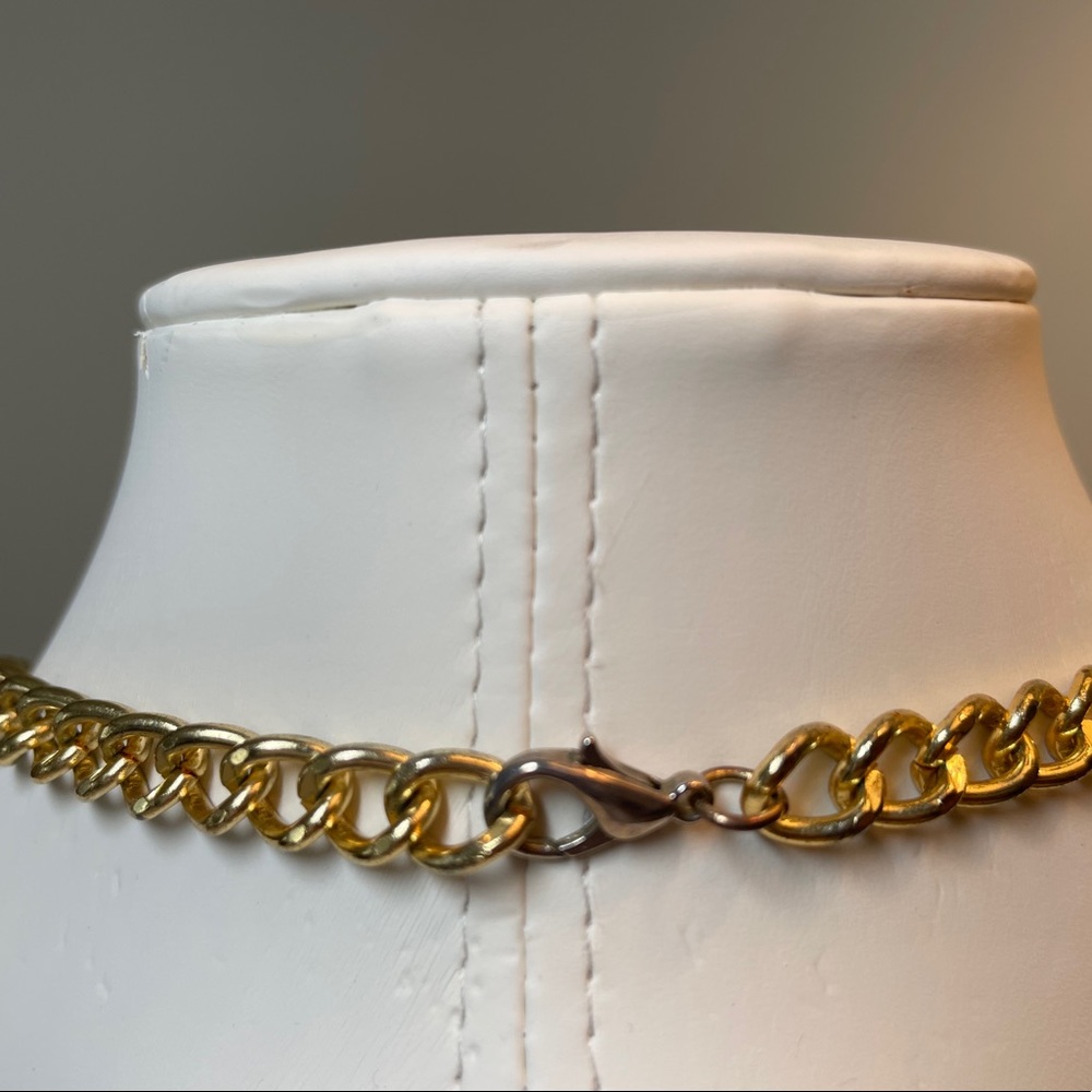 Turquoise-Colored Crystal Statement Necklace - image 4